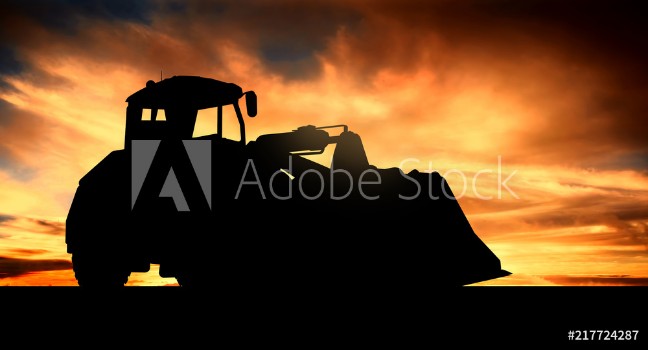 Picture of Bulldozer at sunset